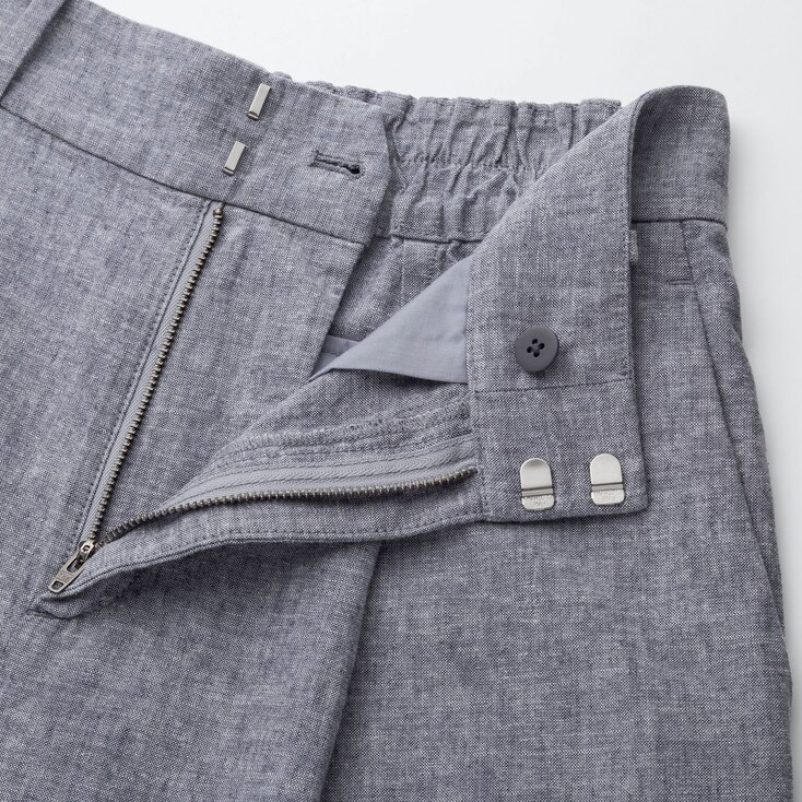 uniqlo belted linen rayon wide pants