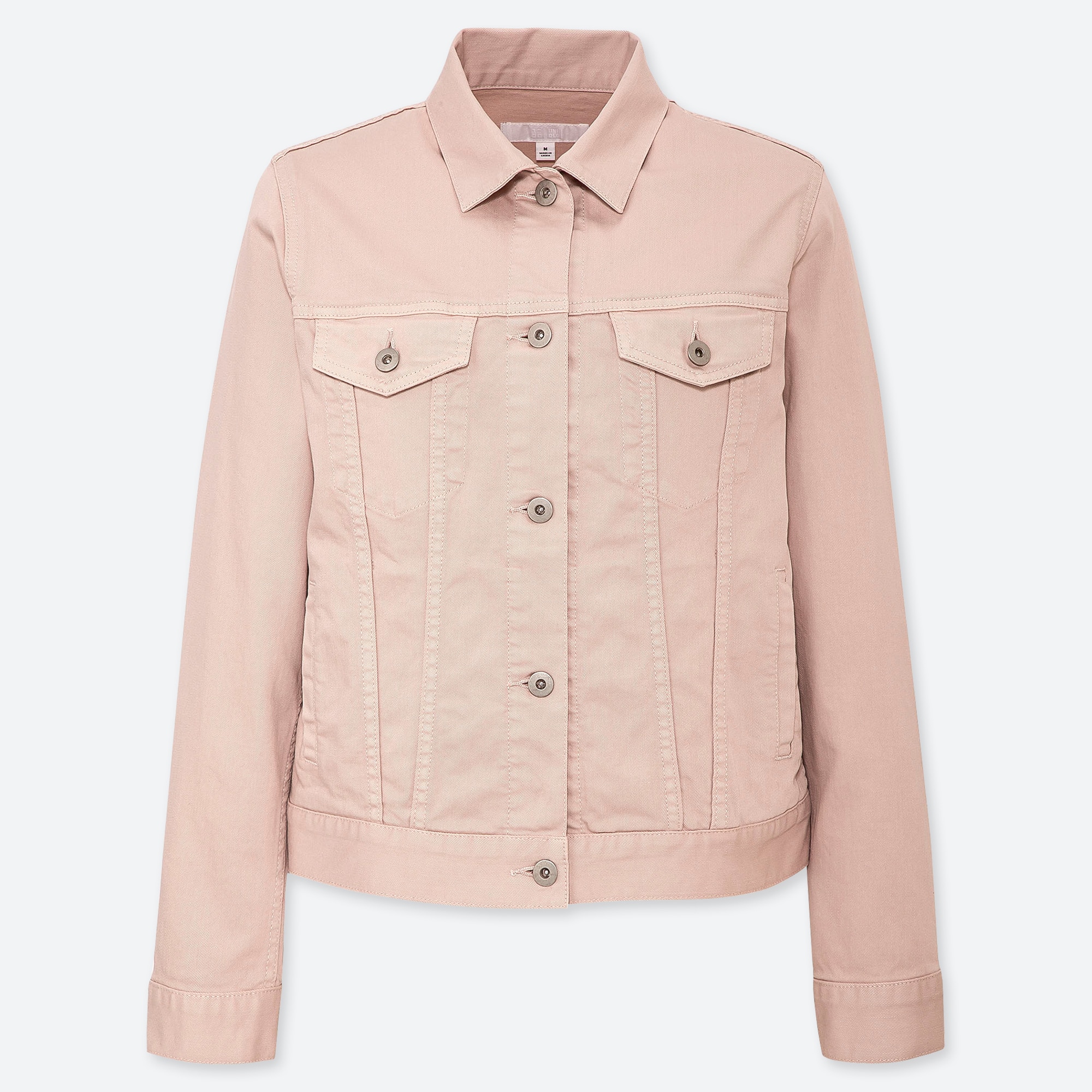 womens denim jacket pink