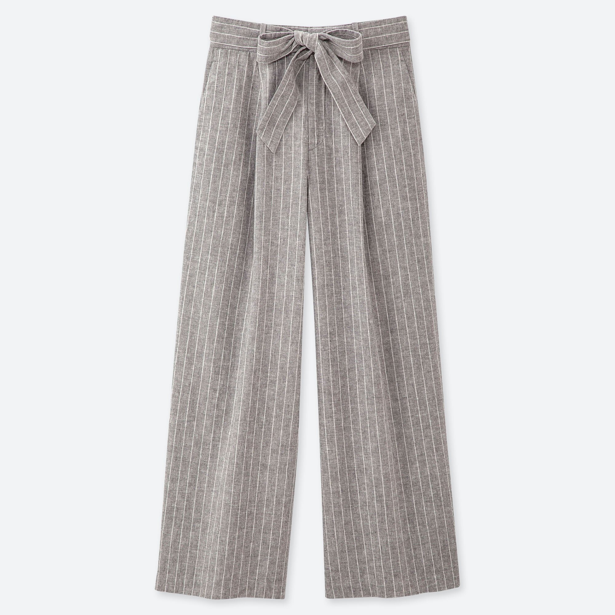 WOMEN BELTED LINEN COTTON WIDE STRAIGHT PANTS | UNIQLO US