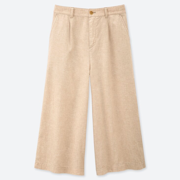 WOMEN LINEN COTTON WIDE CROPPED PANTS UNIQLO US