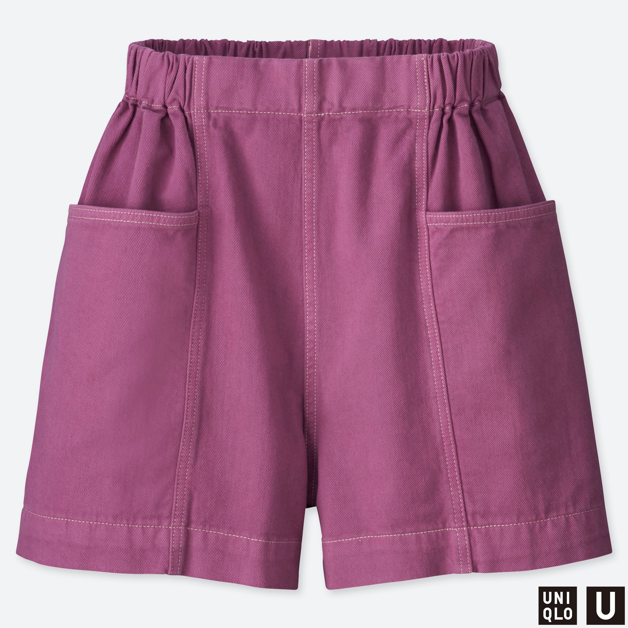 purple denim shorts