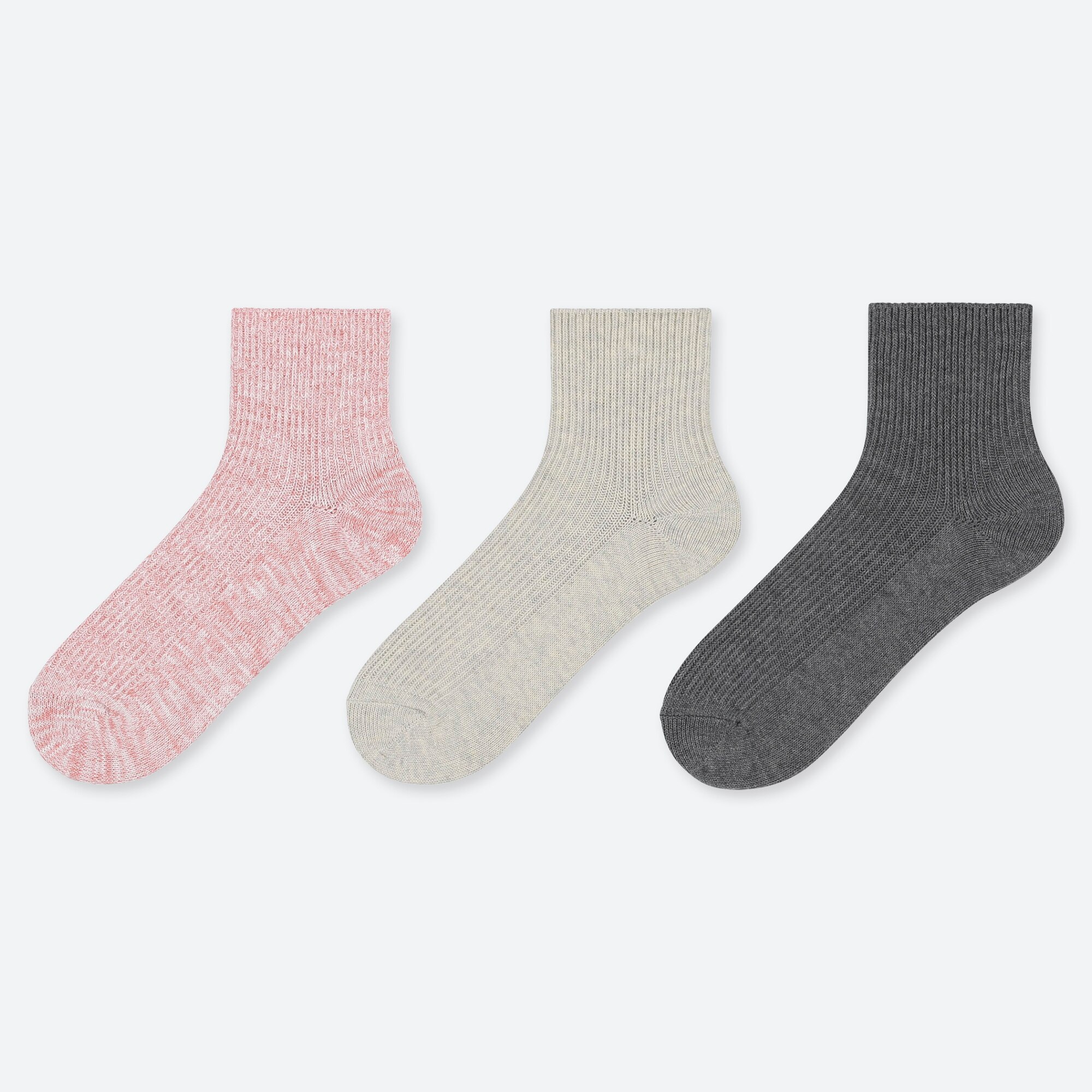 WOMEN SLUB CREW SOCKS (3 PAIRS) UNIQLO US