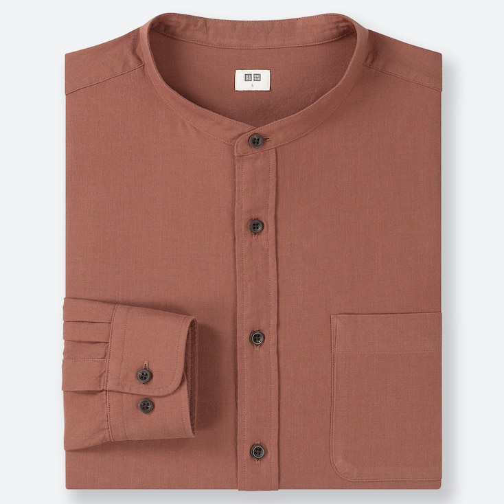 UNIQLO MEN SOFT TWILL STAND COLLAR LONG SLEEVE SHIRT