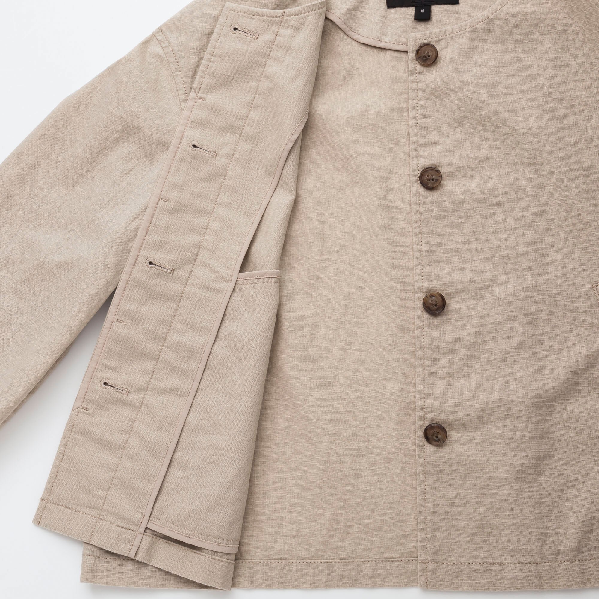 collarless linen jacket