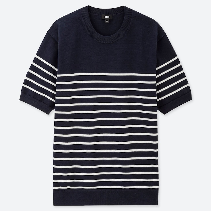 MEN WASHABLE STRIPED CREW NECK SHORTSLEEVE SWEATER UNIQLO US