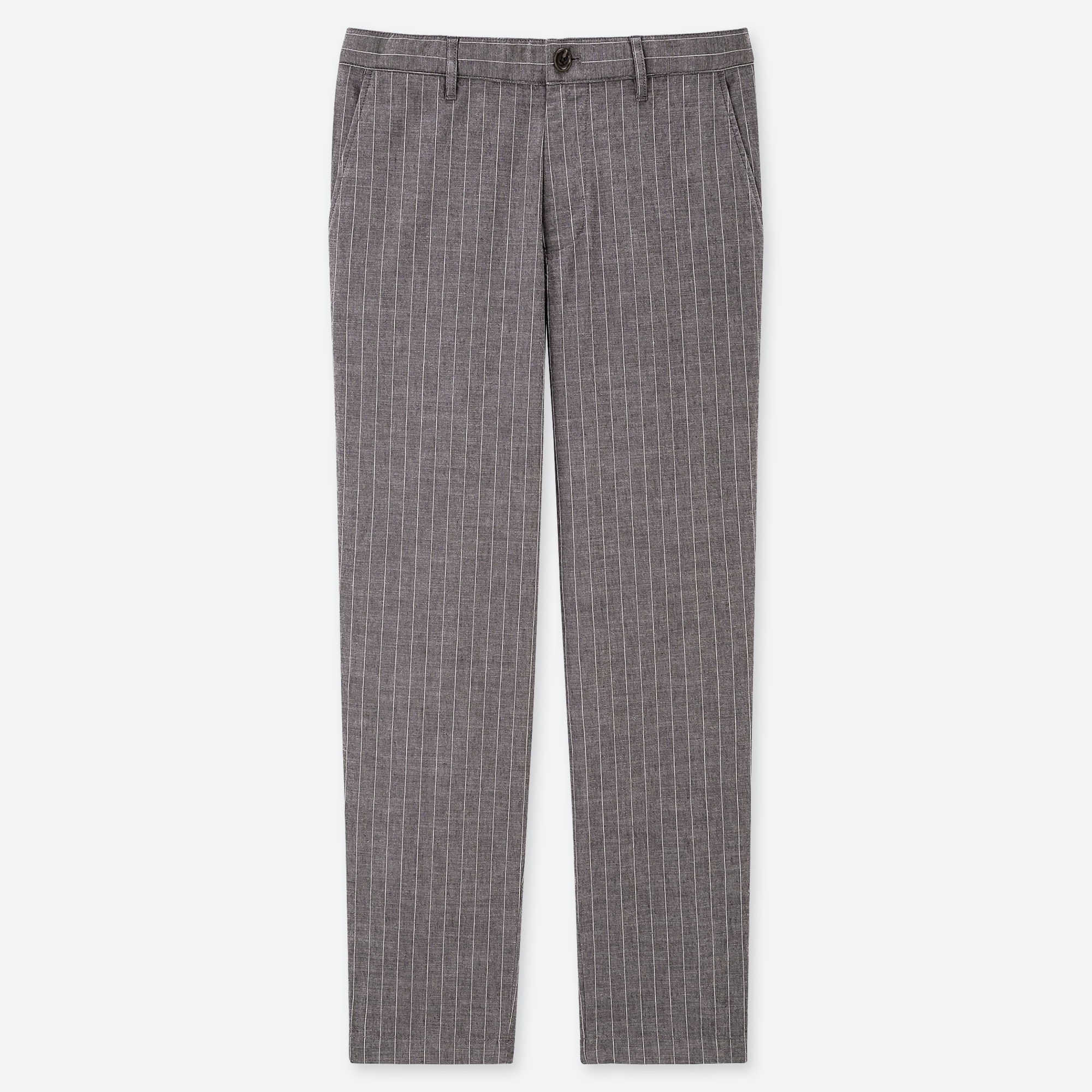 mens grey trousers with white stripe