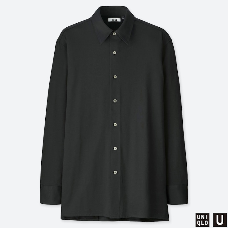 UNIQLO Women Uniqlo U Cotton Oversized Fit Bow Tie Long Sleeved Shirt ...