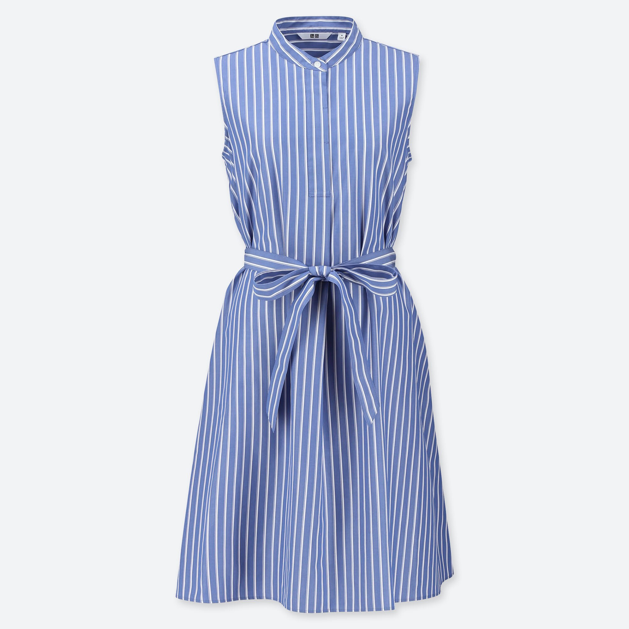 WOMEN EXTRA FINE COTTON A-LINE STRIPED SLEEVELESS DRESS | UNIQLO US