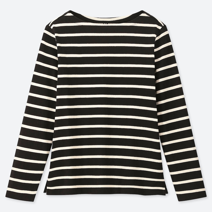 WOMEN STRIPED BOAT NECK LONG-SLEEVE T-SHIRT | UNIQLO US