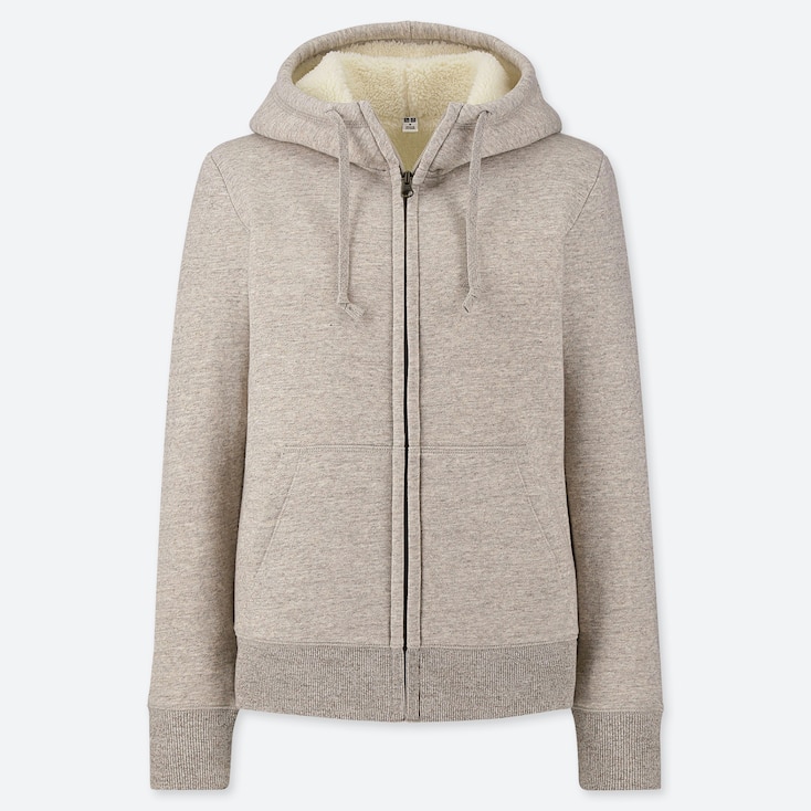 pile lined sweat full zip hoodie