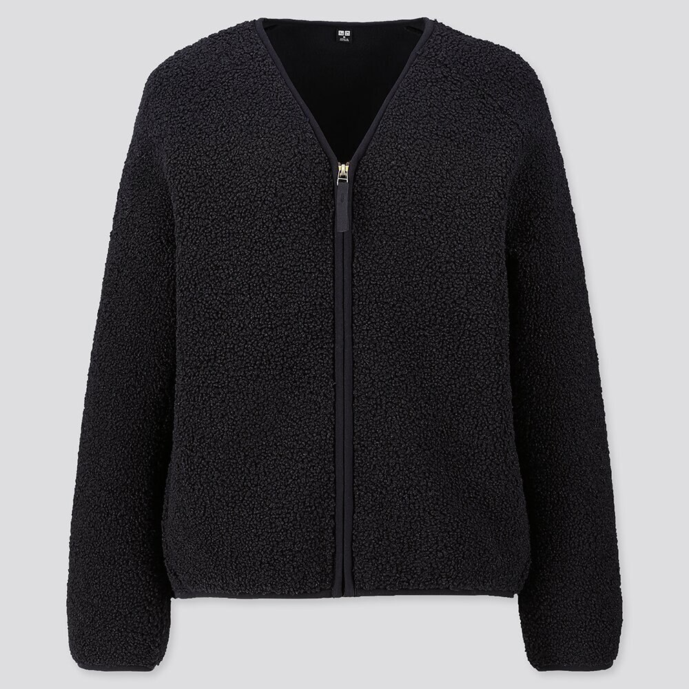 black fleece cardigan