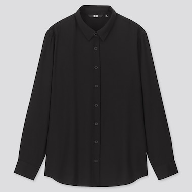 Women Rayon Classic Collar Long Sleeved Blouse