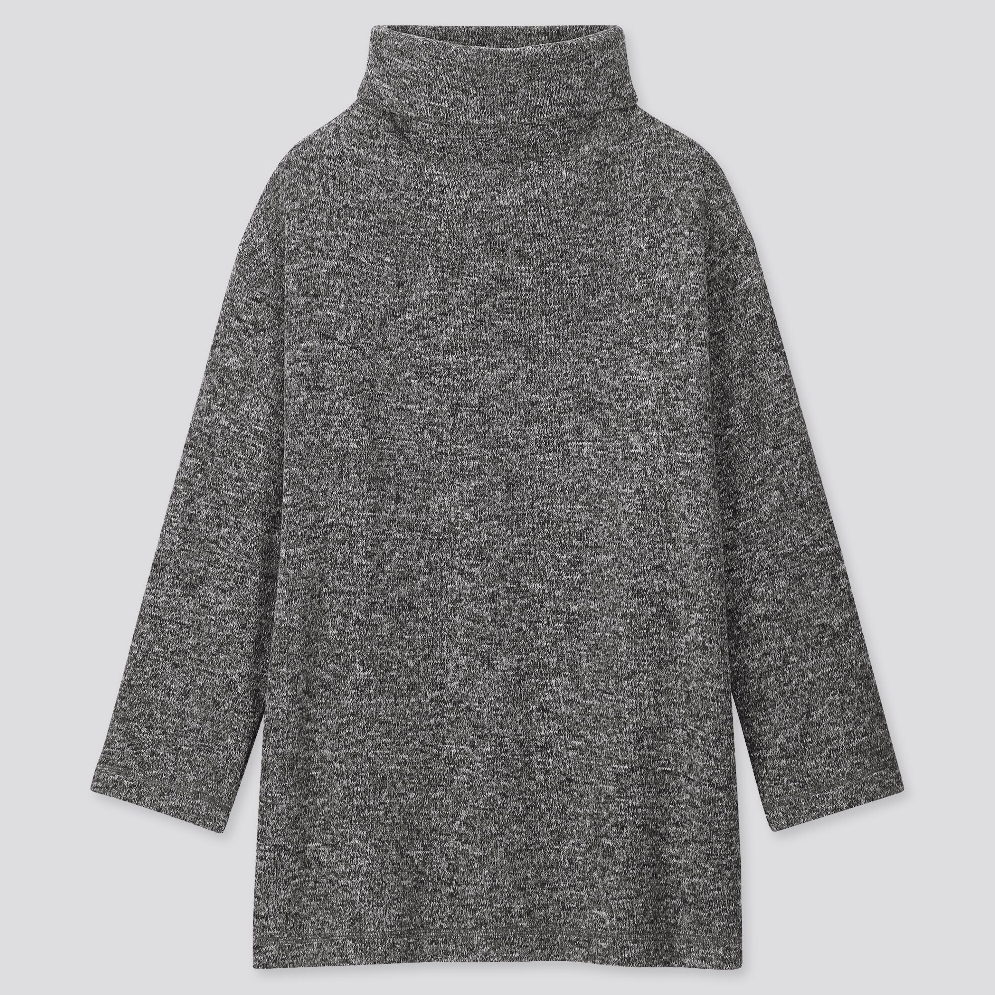 WOMEN KNITTED FLEECE HIGH-NECK LONG-SLEEVE TUNIC