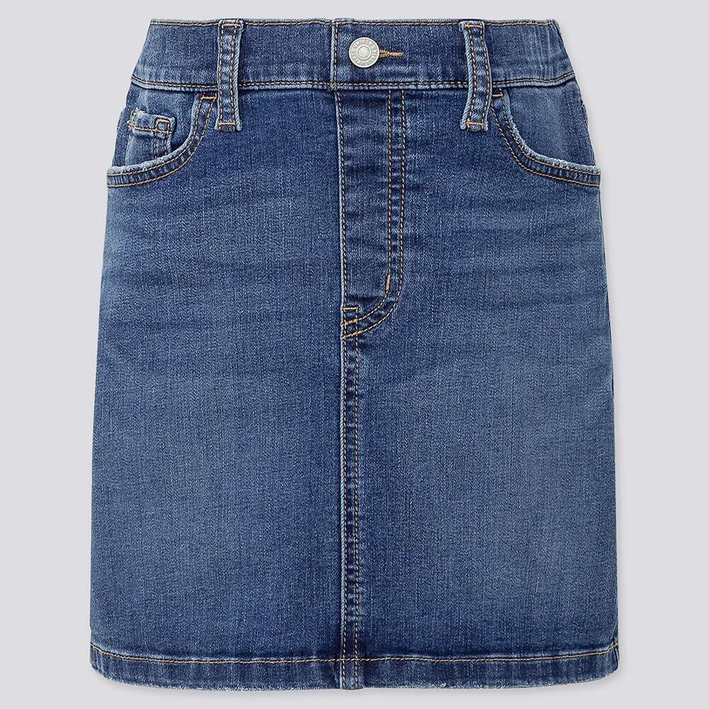 white stretch denim skirt