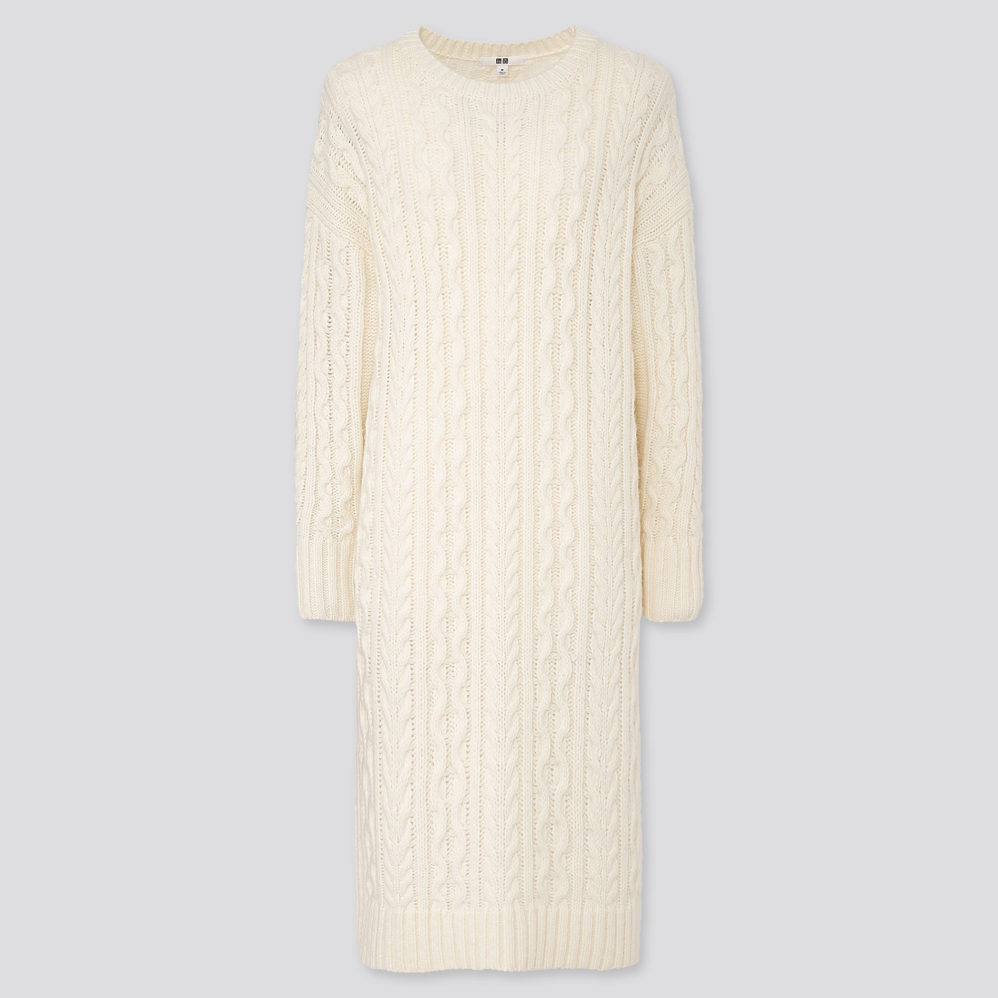 WOMEN CABLE KNIT LONG-SLEEVE DRESS 