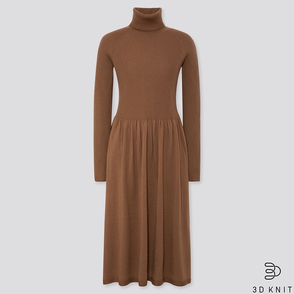 brown turtleneck dress