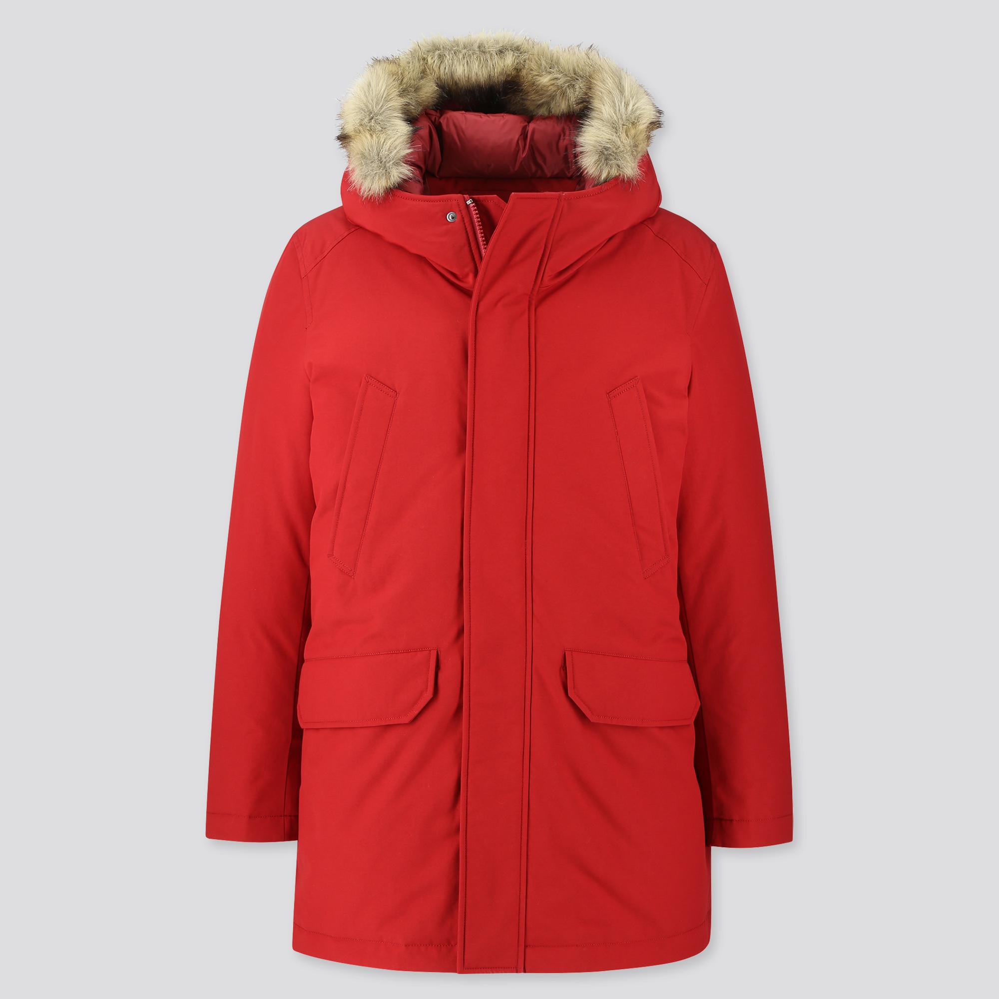 Mens Winter Parka Jacket Hooded Padded Longer Back 90% Cotton Zip Very Warm UK