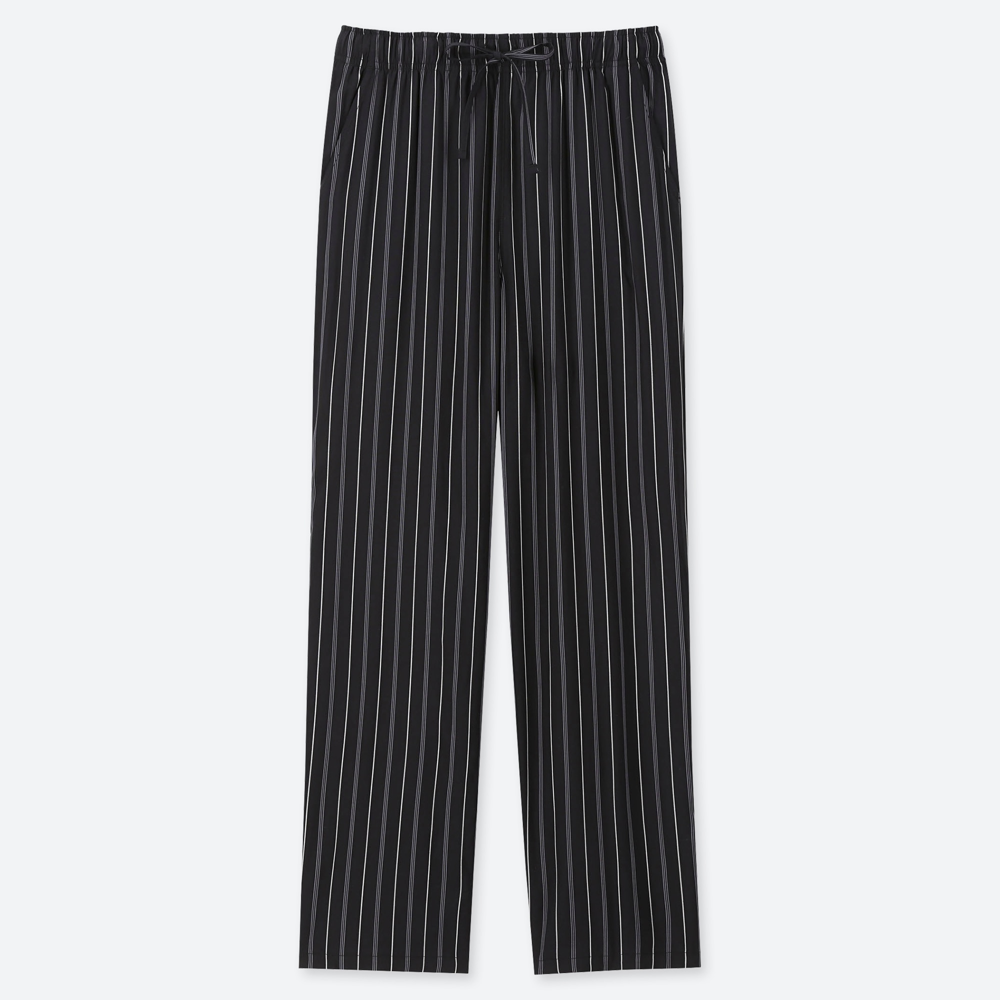 gray and black striped pants