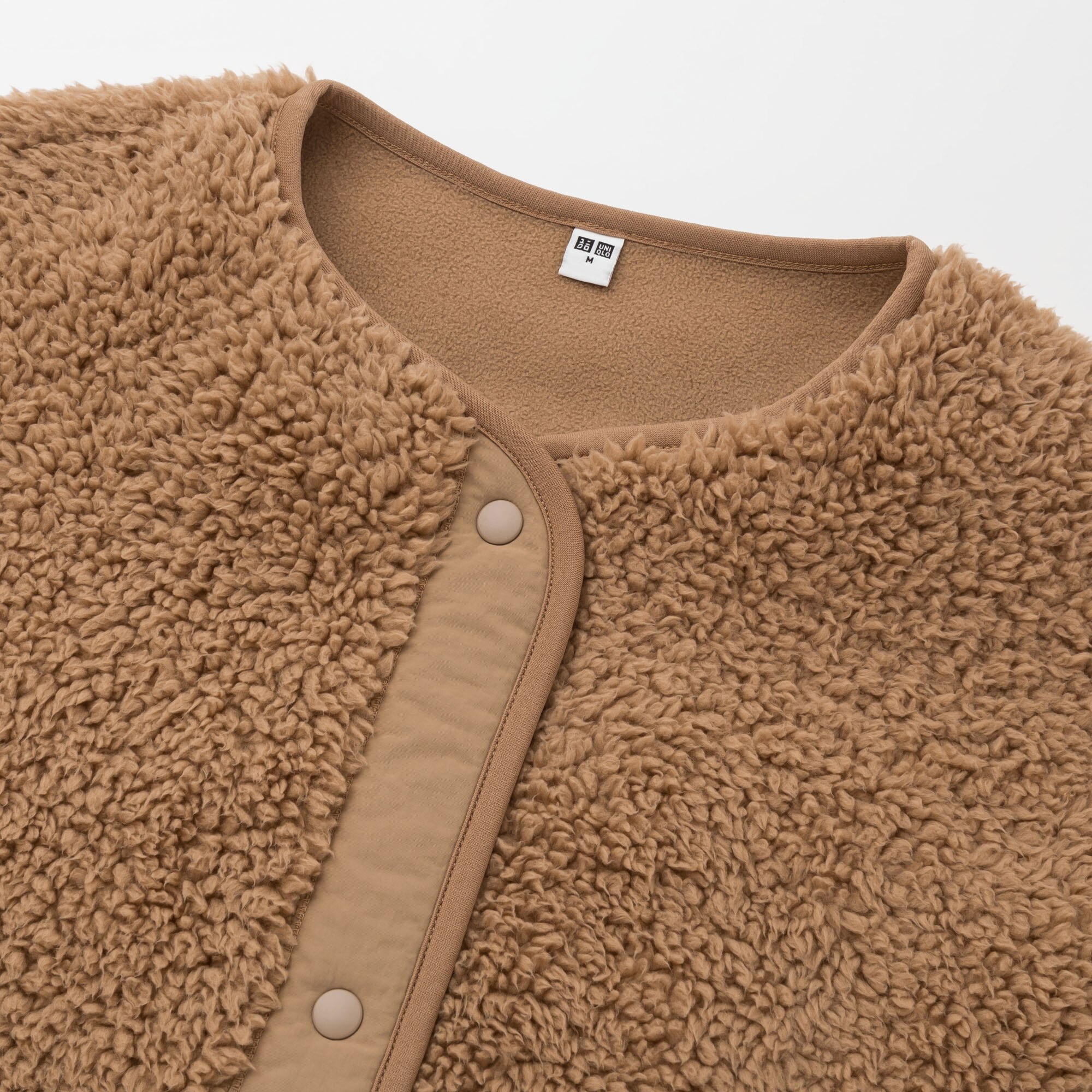 fleece collarless jacket