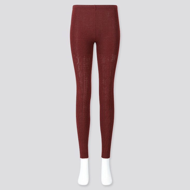 Uniqlo + WOMEN HEATTECH CABLE KNIT LEGGINGS