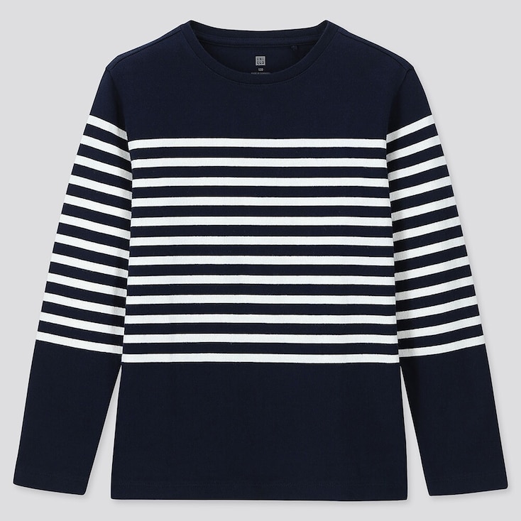 KIDS STRIPED CREW NECK LONG-SLEEVE T-SHIRT | UNIQLO US