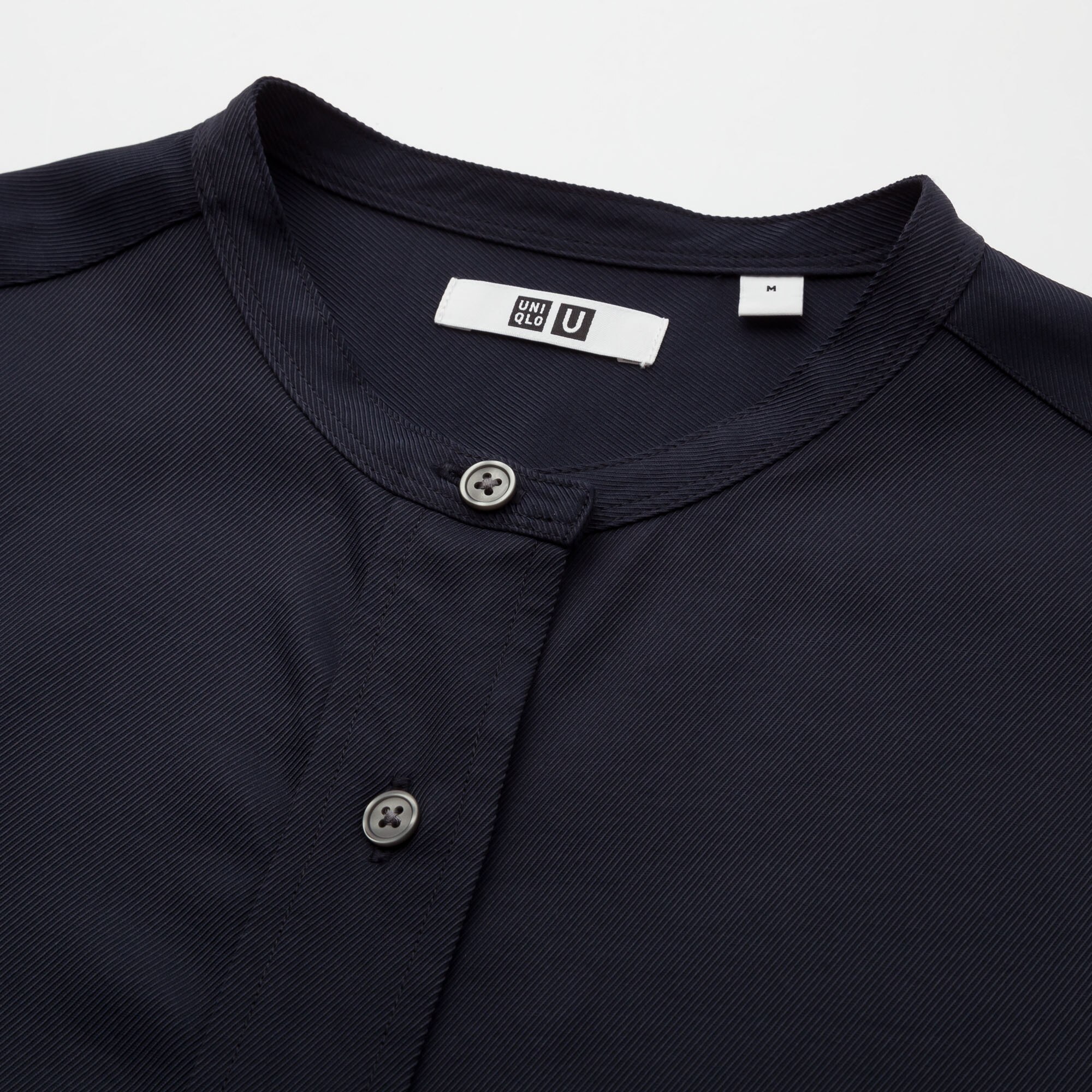 WOMEN UNIQLO DRAPE TWILL STAND COLLAR SHIRT UNIQLO