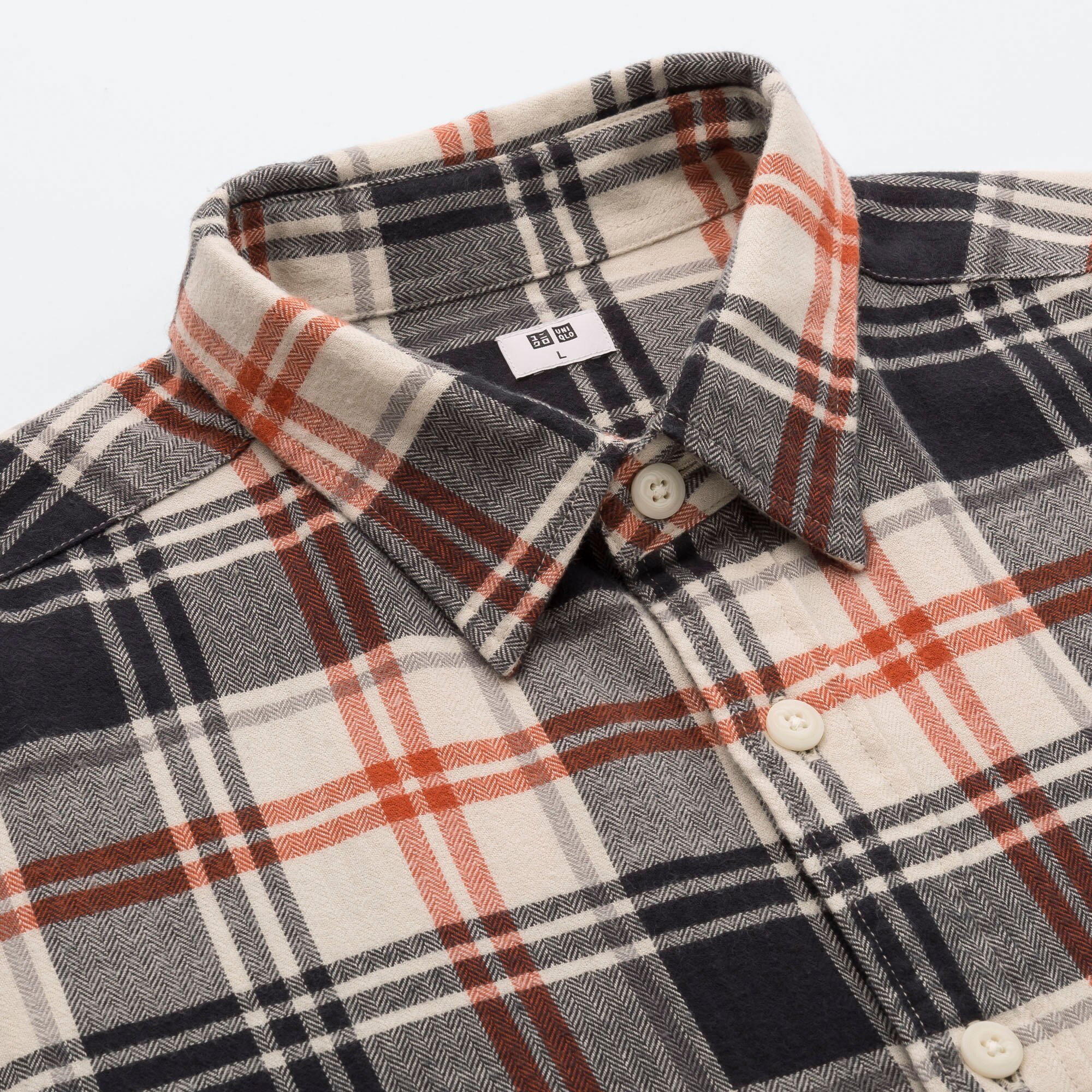 line flannel big regular collar shirt