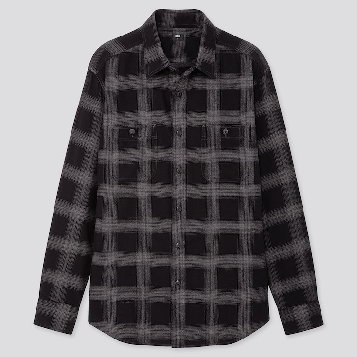 UNIQLO MEN FLANNEL OVERSIZED FIT CHECKED SHIRT (OPEN COLLAR) StyleHint
