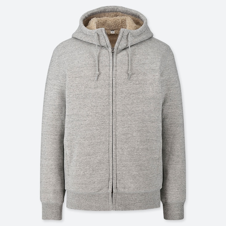 pile lined sweat full zip hoodie