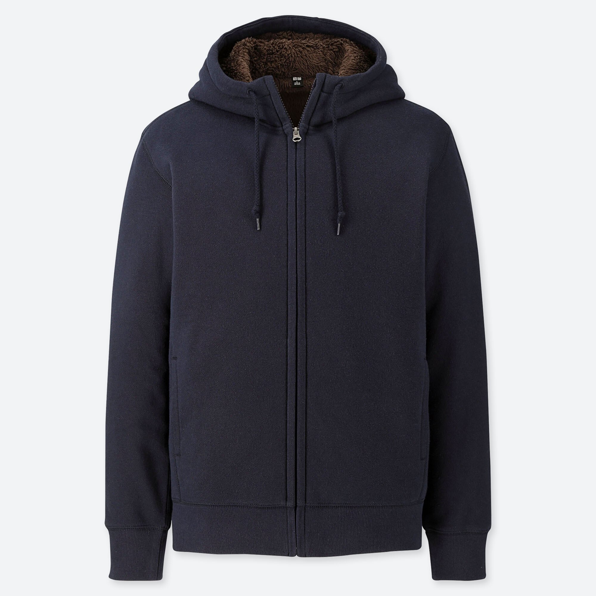 MEN PILE-LINED SWEAT LONG-SLEEVE FULL-ZIP HOODIE
