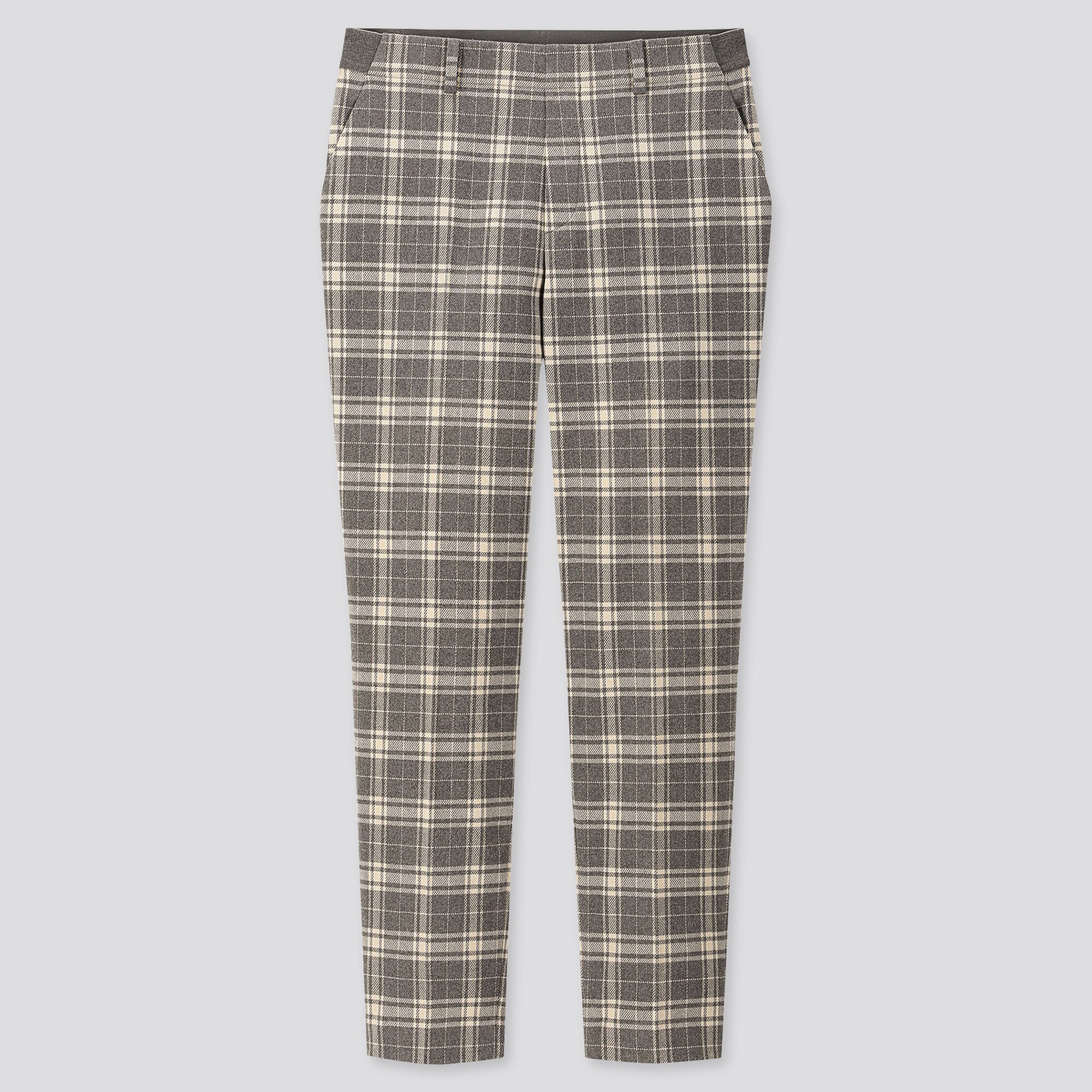 WOMEN EZY BRUSHED CHECKED ANKLE LENGTH TROUSERS