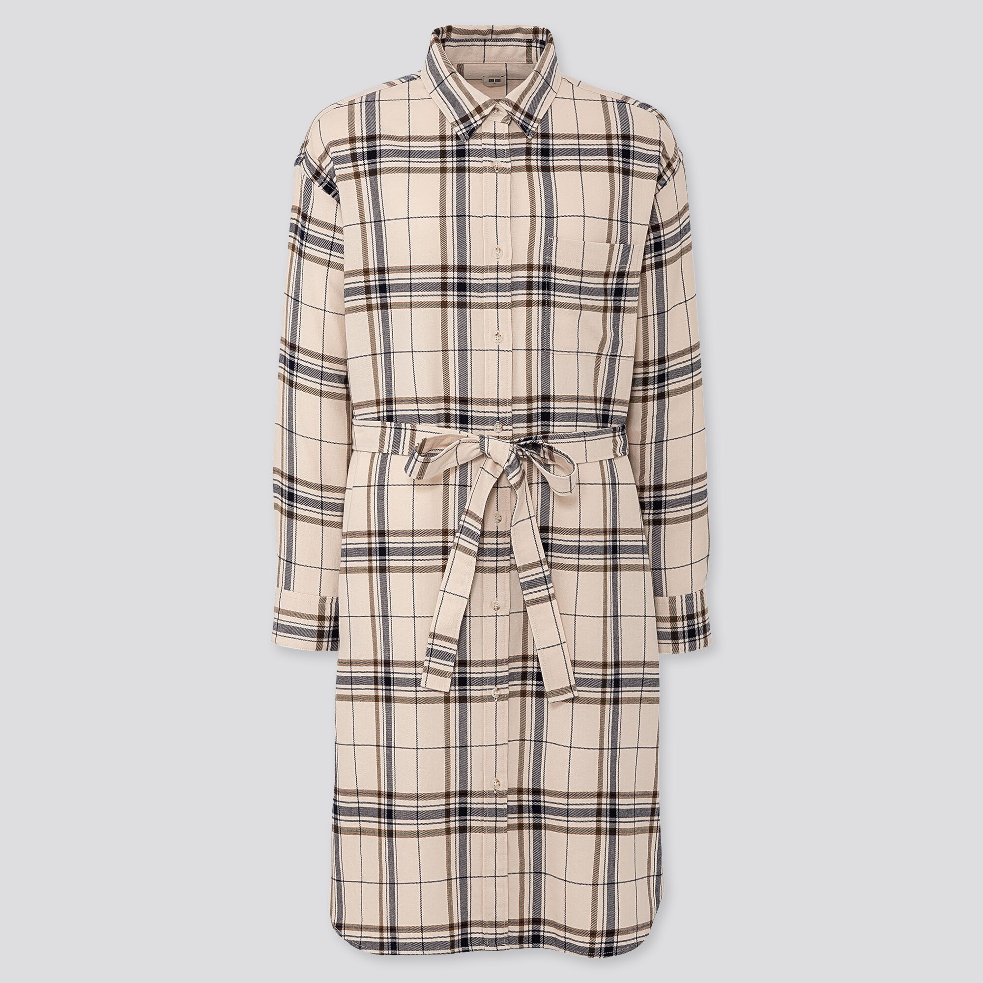 Manches En Ko8n0wpx Femmeuniqlo À Chemise Flanelle Robe Carreaux Longues oxrBdeC