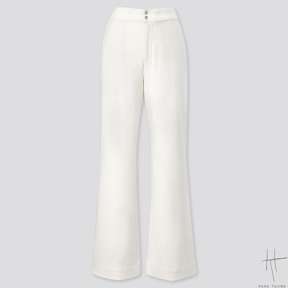 white cotton flare pants