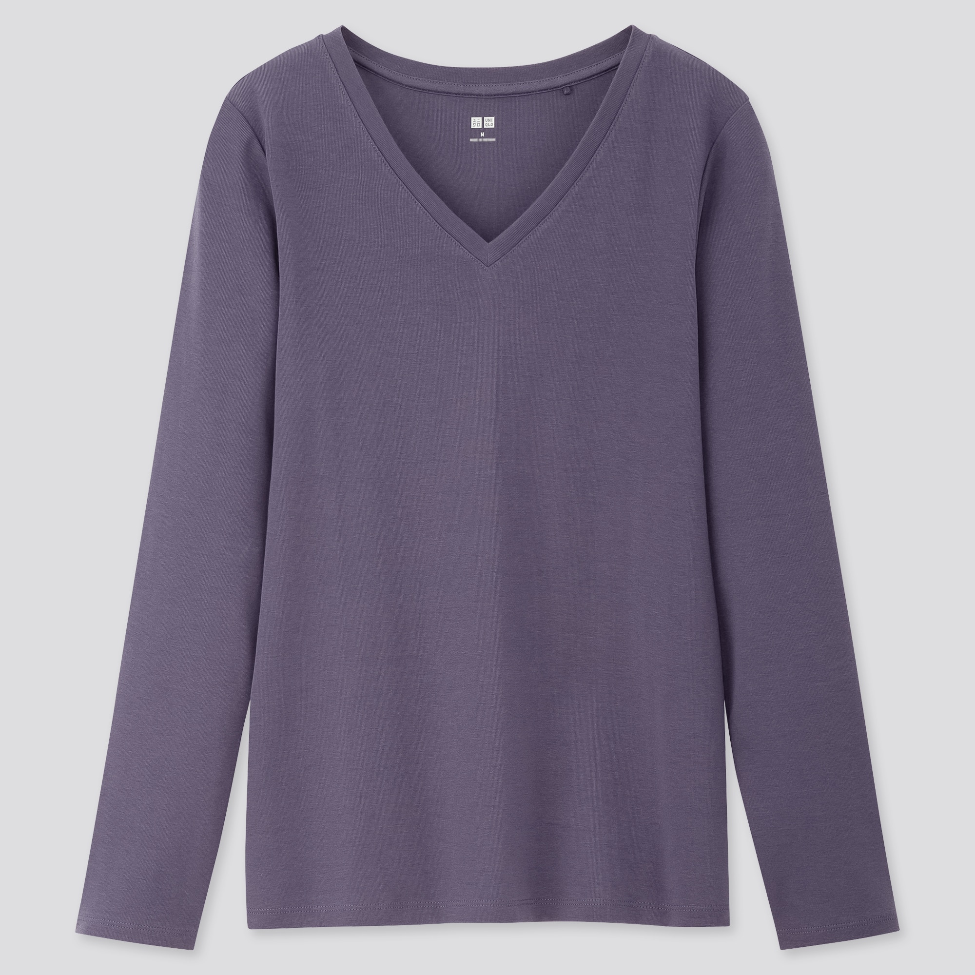 Women Ribbed Cotton V Neck Long Sleeved T-Shirt