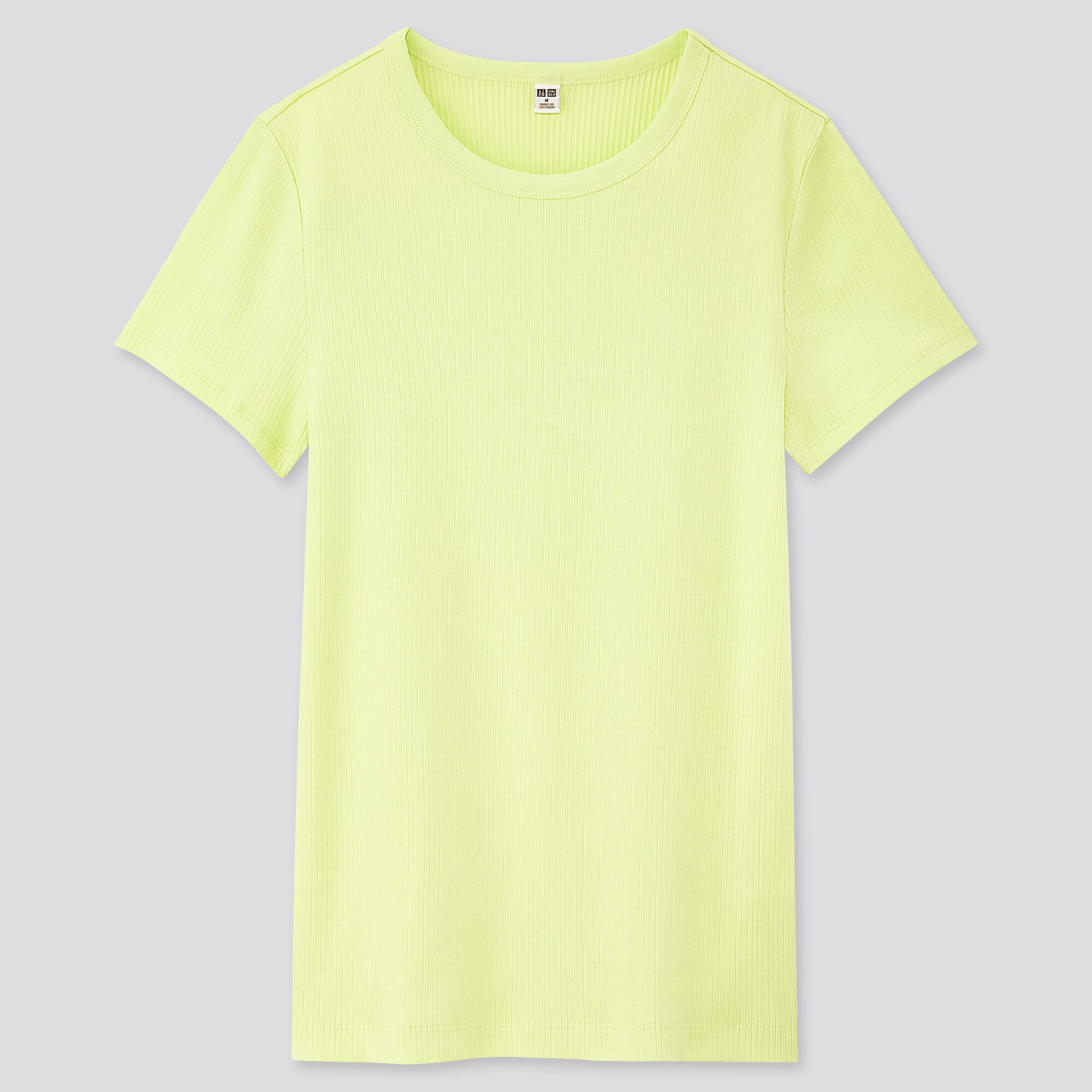Women Ribbed Crew Neck Short Sleeved T-Shirt
