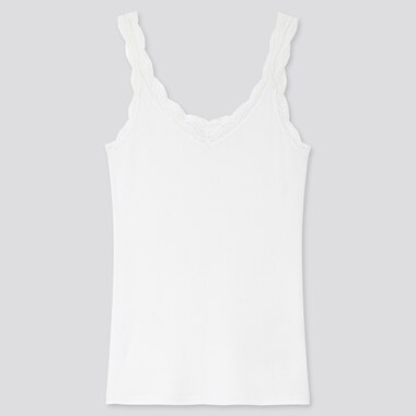 Women Two-Way Ribbed Lace Vest Top