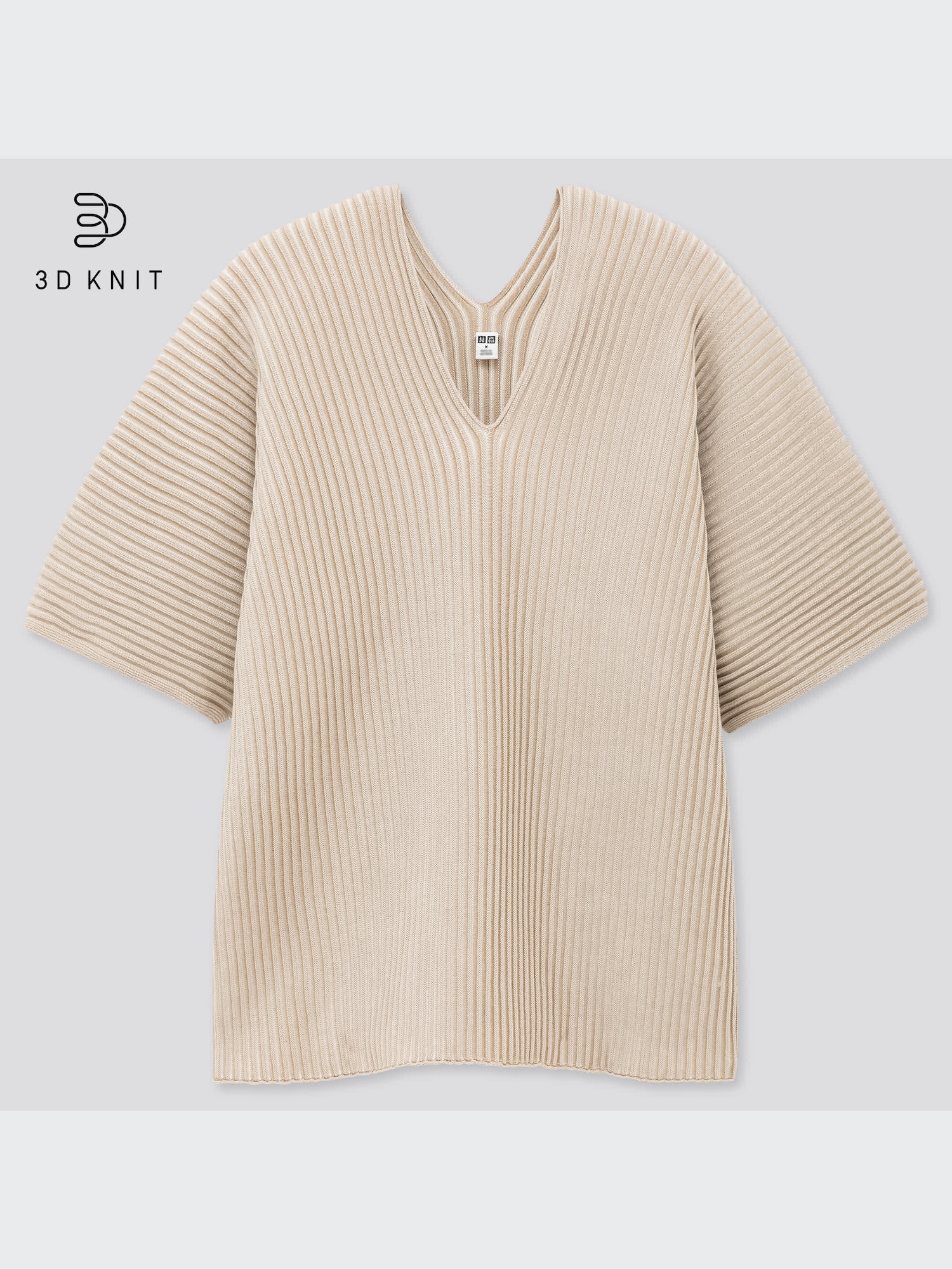 3D Cotton V-Neck Pleated Half Sleeve Sweater | UNIQLO US