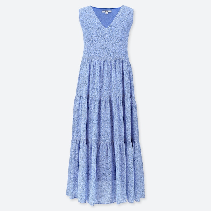 WOMEN PRINTED TIERED SLEEVELESS LONG DRESS (ONLINE EXCLUSIVE) | UNIQLO US