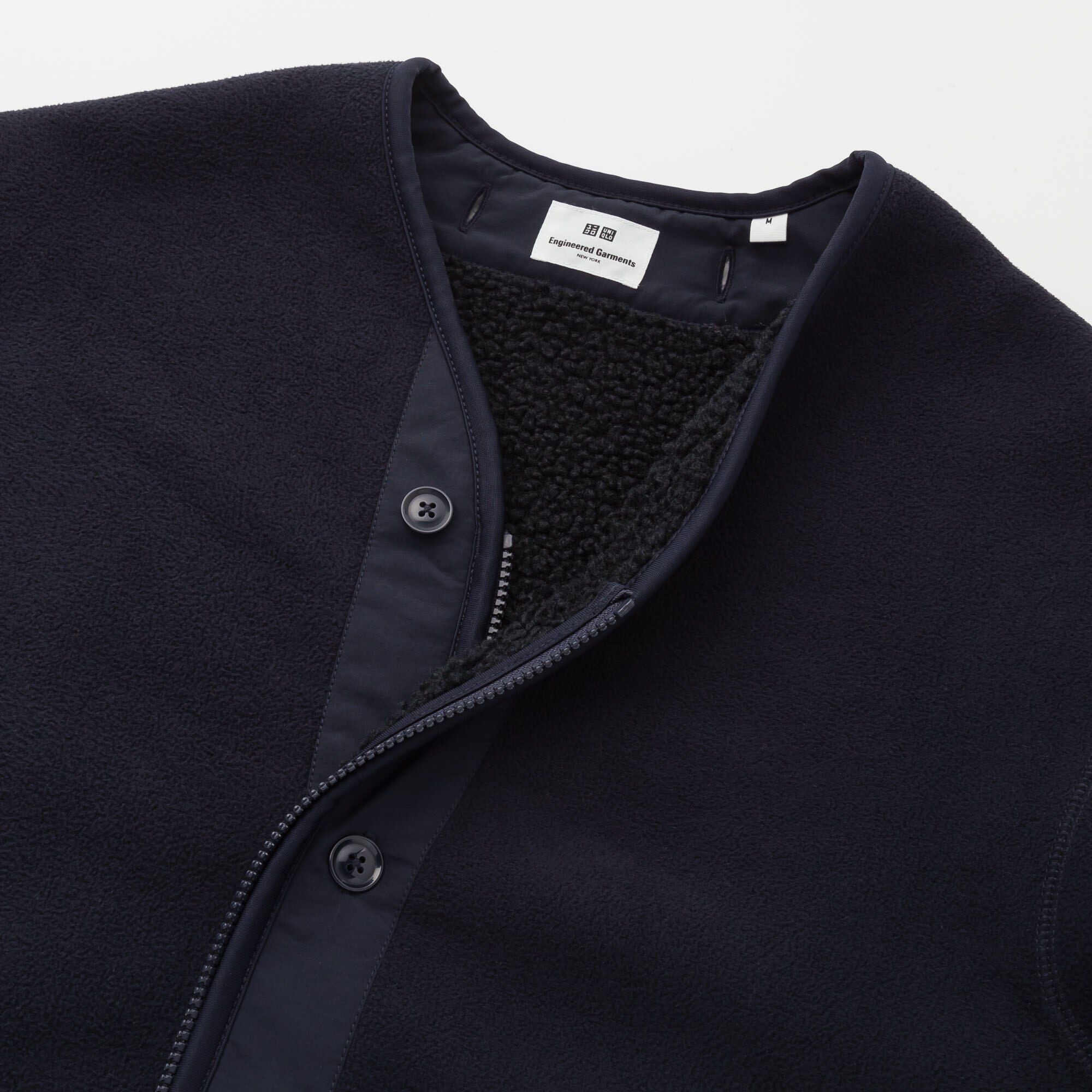 fleece collarless jacket