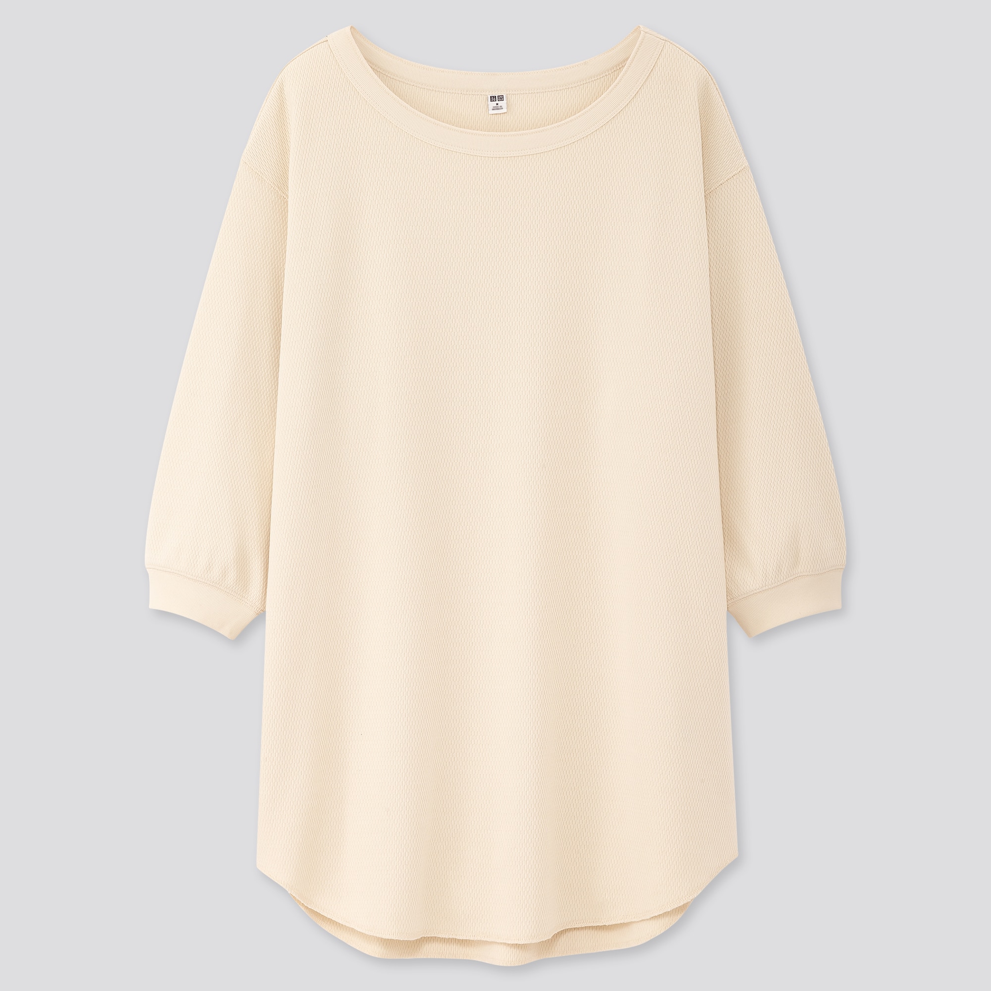 WOMEN HONEYCOMB BOAT NECK 3/4 SLEEVED TUNIC