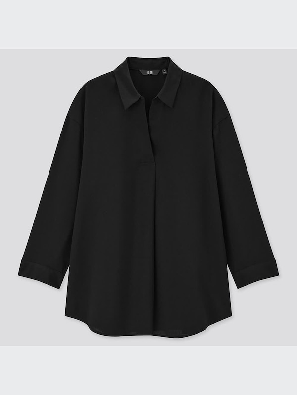 Rayon Skipper Collar 3/4-Sleeve Blouse