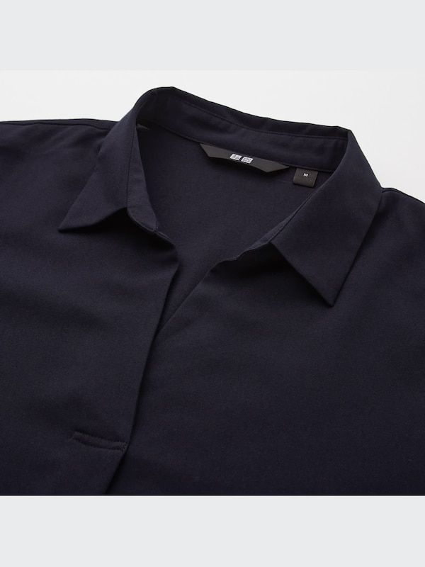 Rayon Skipper Collar 3/4-Sleeve Blouse