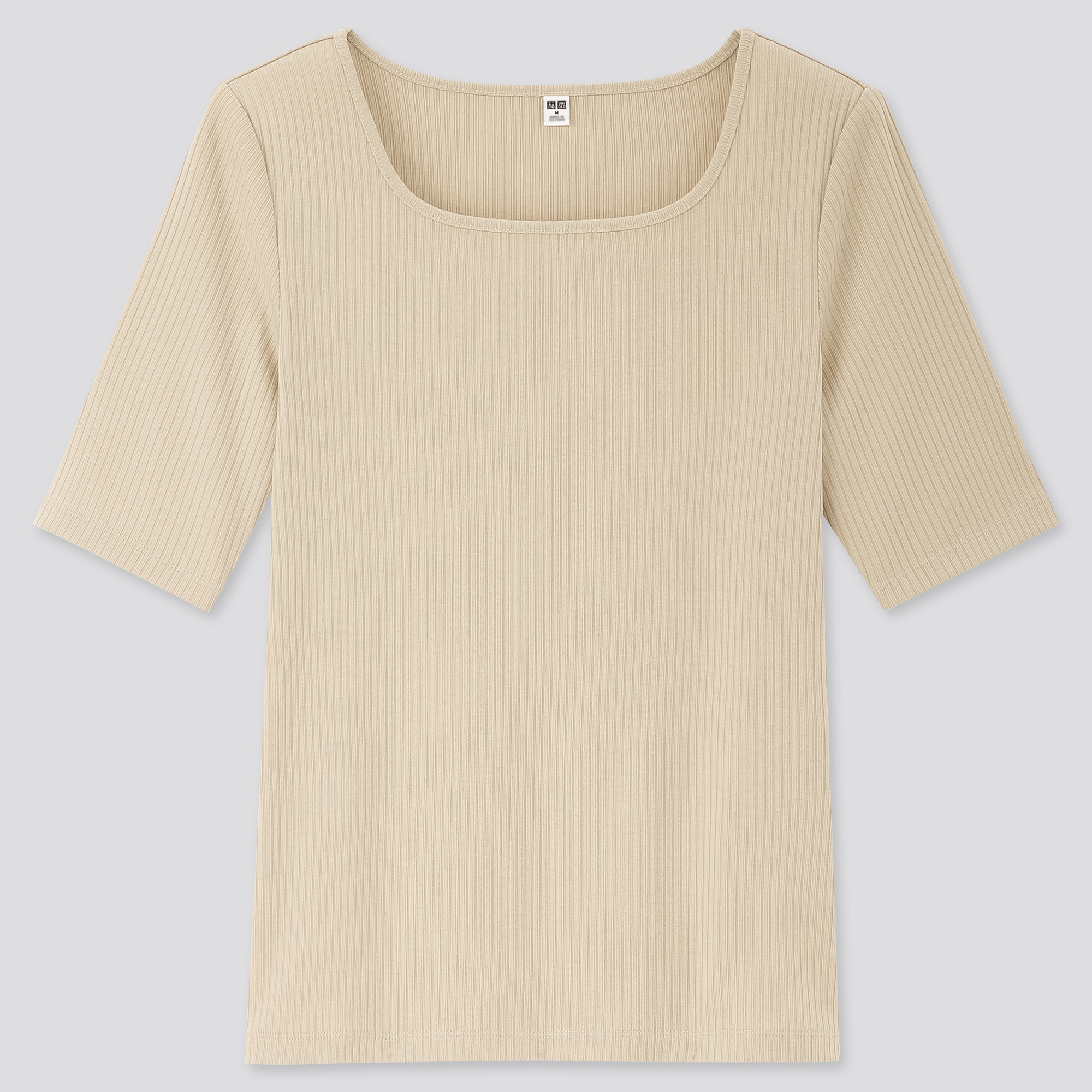 Women Ribbed Square Neck Half Sleeved T-Shirt