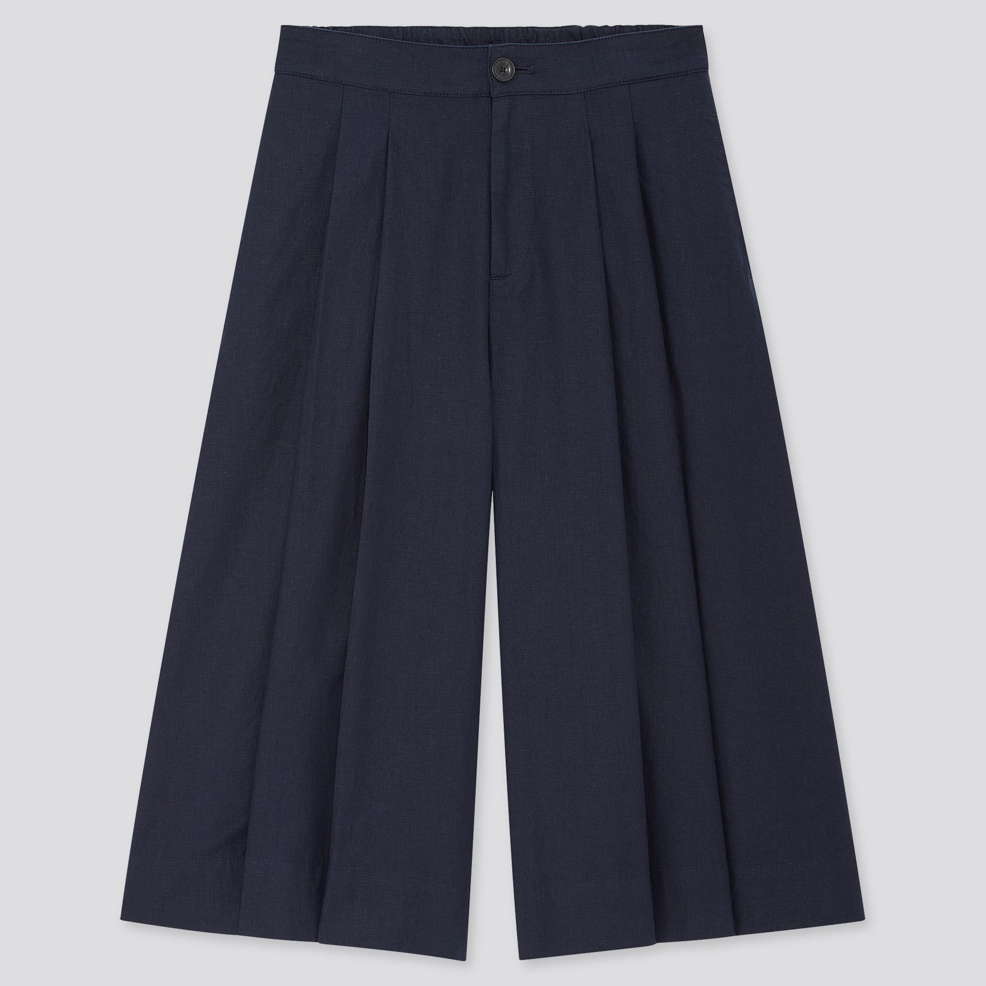 uniqlo linen cotton wide cropped pants