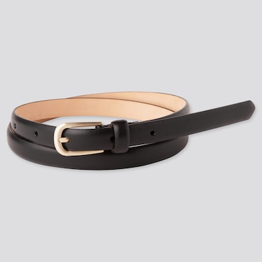 Narrow BLACK belt gift for woman retro non leather belt