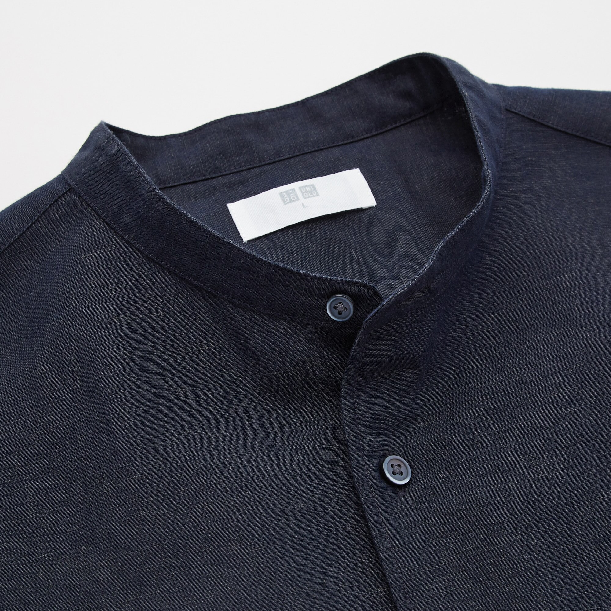 MEN LINEN COTTON STAND COLLAR LONG-SLEEVE SHIRT | UNIQLO US