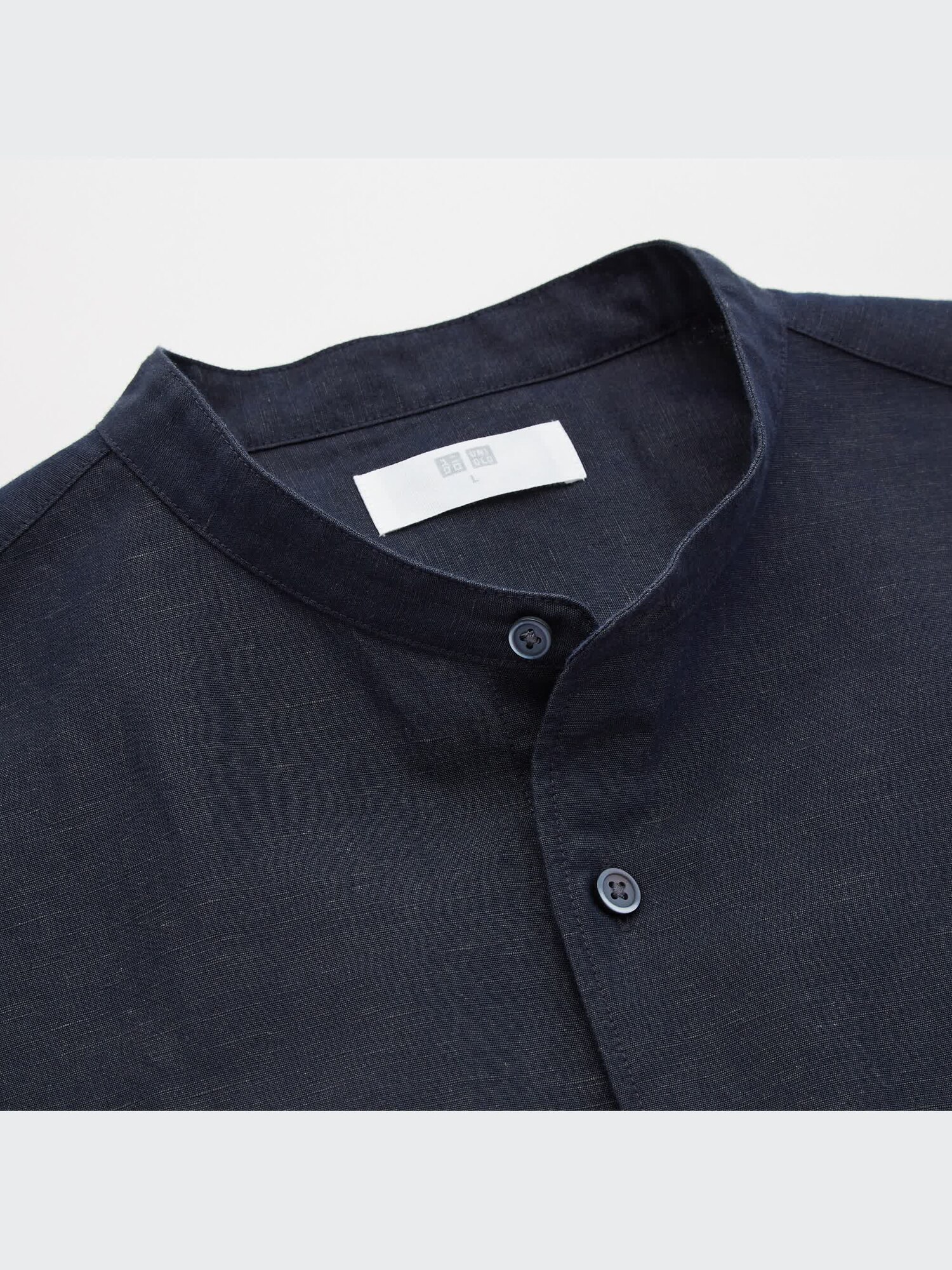 Linen-Cotton Stand Collar Long-Sleeve Shirt | UNIQLO US
