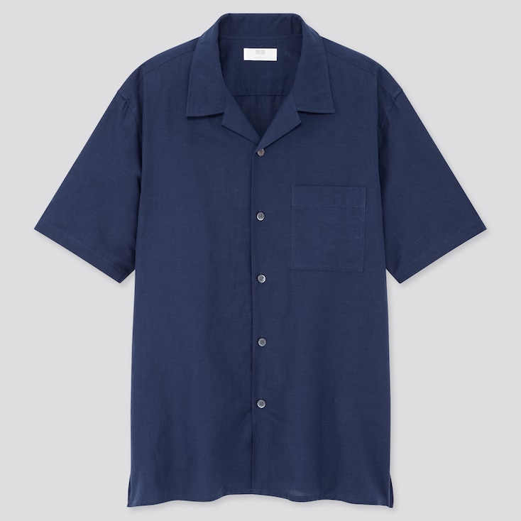 Uniqlo Men Cotton Modal Blend Short Sleeved Shirt Open Collar Stylehint