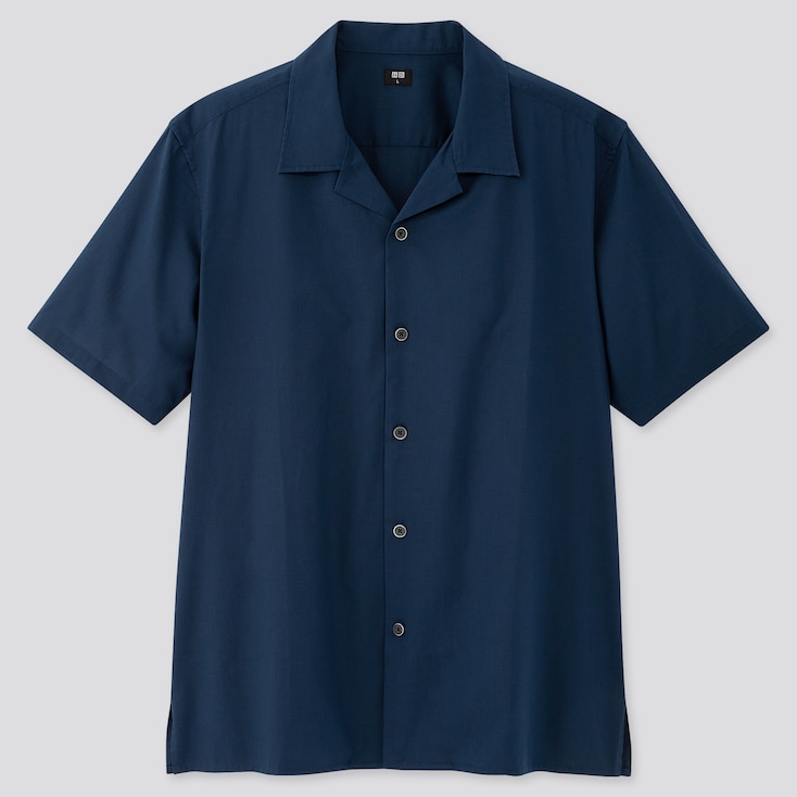 Linen Blend Short Sleeved Shirt (Open Collar)