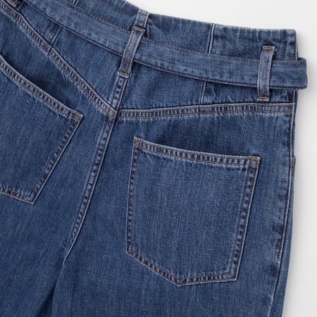 WOMEN HIGH RISE BELTED PLEATED JEANS | UNIQLO